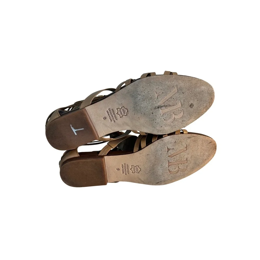 Matt Bernson Leather Gladiator Sandals Size 9 Tan Zip‎ Closure